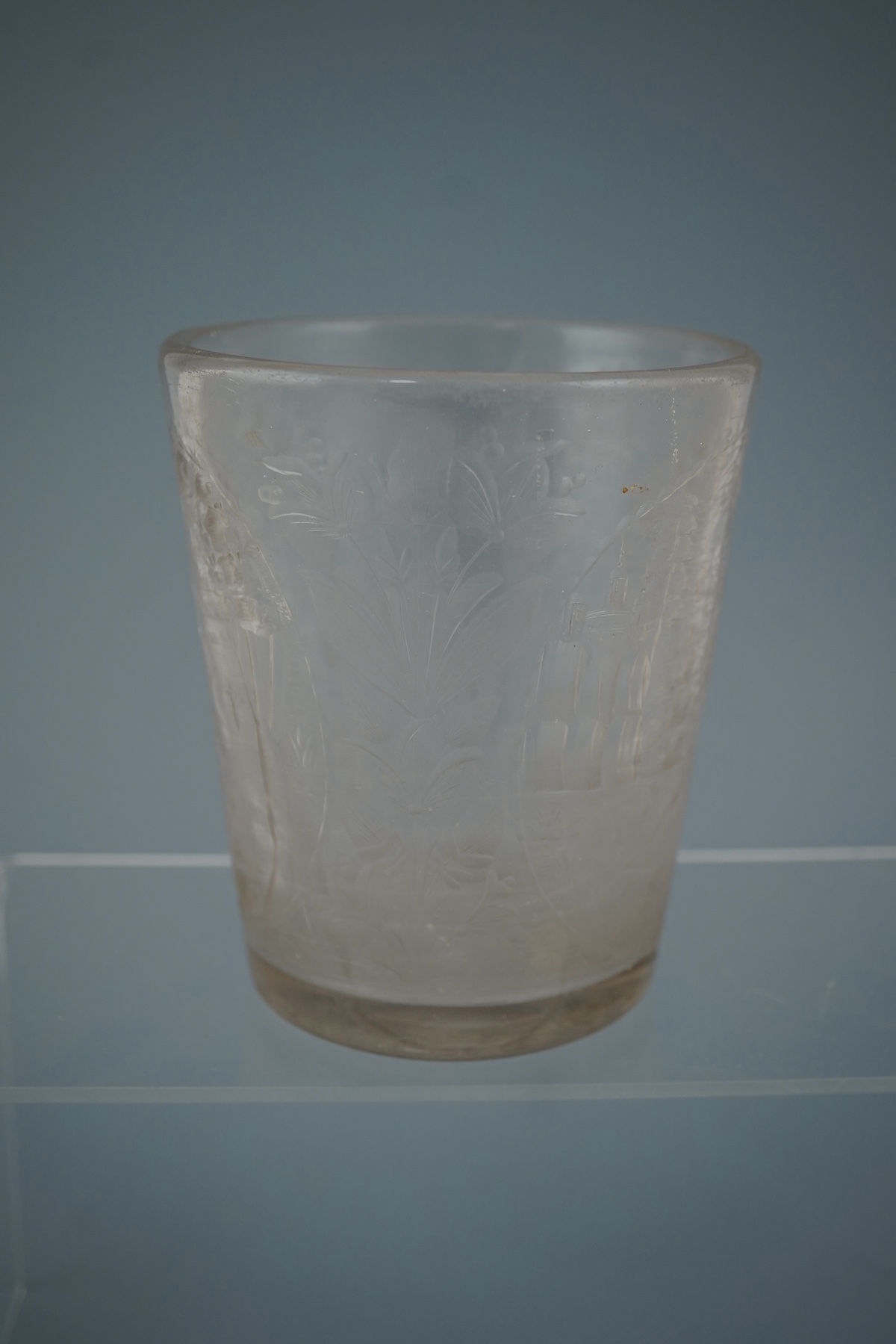 Two Bohemian engraved glass beakers, c.1680-1700